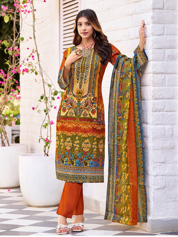 Varanga Women Ethnic Floral Mirror Embroidered Pakistani Kurta With Trouser & Dupatta